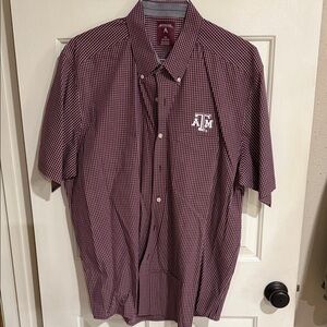Antigua Maroon Checkered Men's Button-Down Shirt